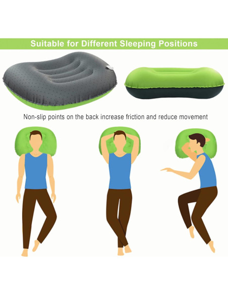 Almohada Inflable Portátil Mayeujds Verde 42x32cm Camping