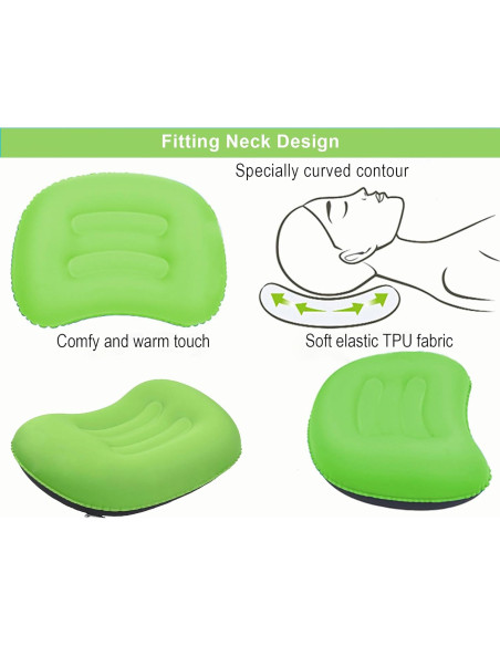 Almohada Inflable Portátil Mayeujds Verde 42x32cm Camping