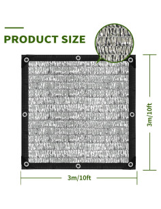 Tela de Sombra Aluminio BXAEYIPOR 3.05x3.05m 80% UV Plata 2