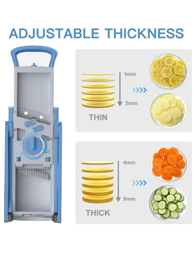 Rebanador de Mandolina Toskope Azul 4 en 1 con Grosor Ajustable