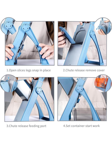 Rebanador de Mandolina Toskope Azul 4 en 1 con Grosor Ajustable