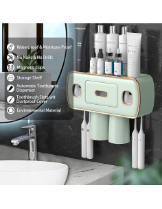 Soporte para Cepillos de Dientes Wekity Verde con Dispensador 2