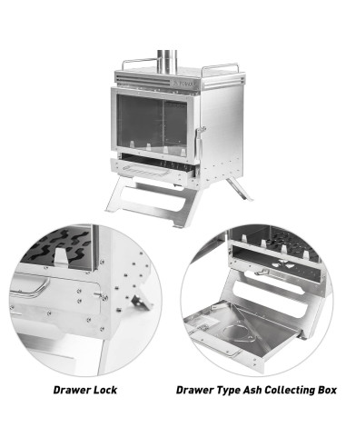 Estufa de Camping POMOLY Dweller Max 2.0 de Acero Inoxidable