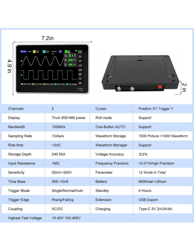 Osciloscopio AOPUTTRIVER 1013D Plus 100MHz 2 Canales