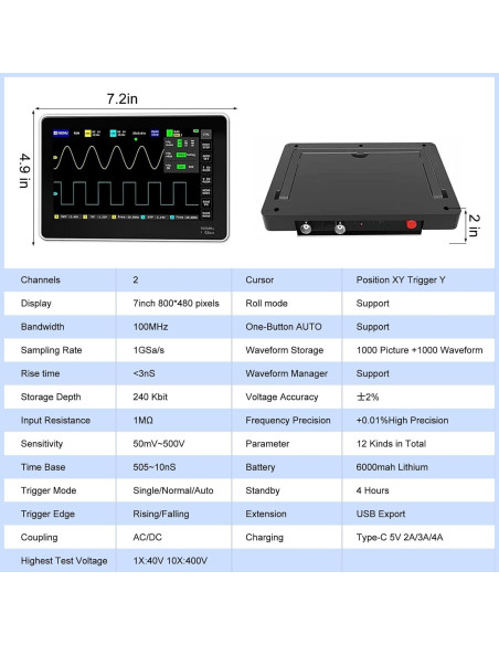Osciloscopio AOPUTTRIVER 1013D Plus 100MHz 2 Canales