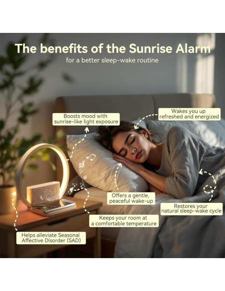 Despertador Digital Vivilumens con Luz Nocturna y Cargador Inalámbrico