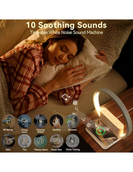 Despertador Digital Vivilumens con Luz Nocturna y Cargador Inalámbrico