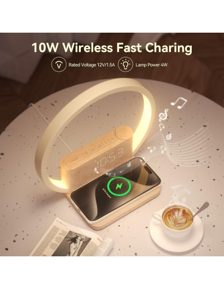 Despertador Digital Vivilumens con Luz Nocturna y Cargador Inalámbrico