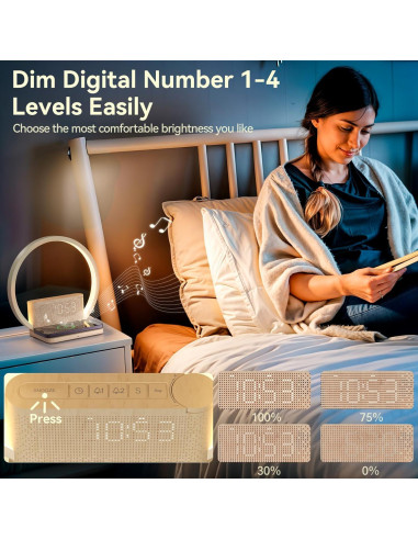 Despertador Digital Vivilumens con Luz Nocturna y Cargador Inalámbrico