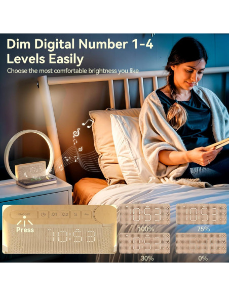 Despertador Digital Vivilumens con Luz Nocturna y Cargador Inalámbrico