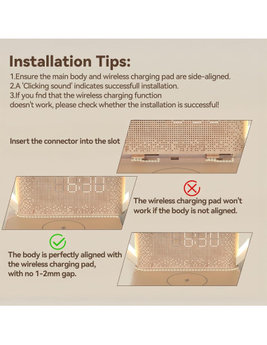 Despertador Digital Vivilumens con Luz Nocturna y Cargador Inalámbrico