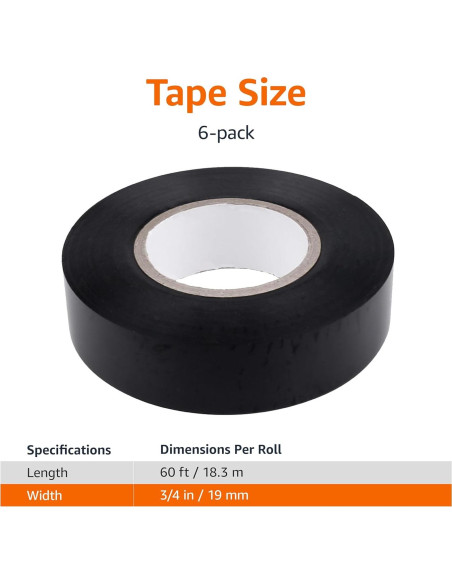 Cinta Adhesiva Eléctrica Amazon Basics 6 Rollos 1,91 cm x 18,29 m