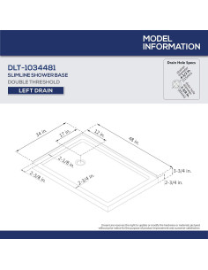 Base de Ducha DreamLine SlimLine 34x48 Drenaje Izquierdo Blanco 2