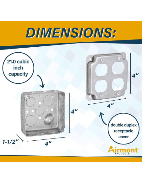 Paquete de 4 Cajas Eléctricas Cuadradas 10 cm Airmont