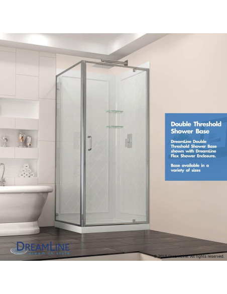 Base de Ducha DreamLine SlimLine 34x48 Drenaje Izquierdo Blanco