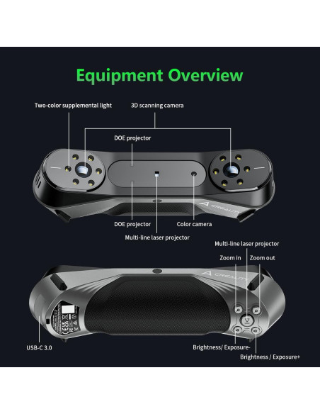 Escáner 3D Creality CR-Scan Raptor con Luz Azul y Plato Giratorio