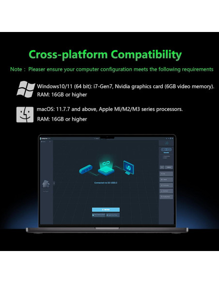 Escáner 3D Creality CR-Scan Raptor con Luz Azul y Plato Giratorio