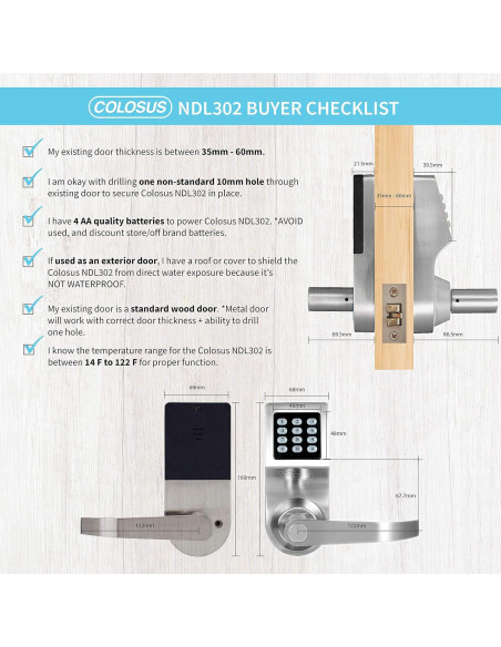 Cerradura Electrónica Colosus NDL302 con Teclado y Control Remoto Cerradura Electrónica Colosus NDL302 con Teclado y Control Remoto