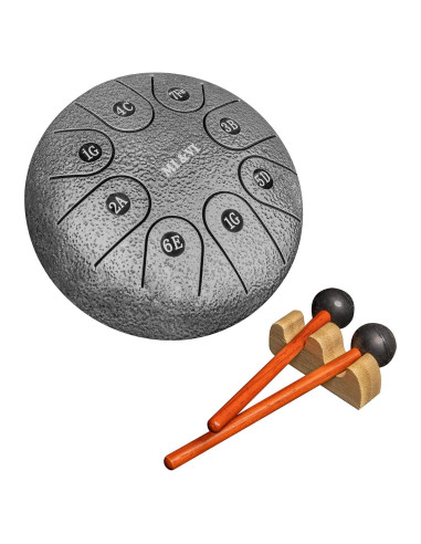 Tambor de Lengua de Acero MI&VI Ocean Rain 15 cm Plata Negro