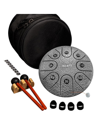 Tambor de Lengua de Acero MI&VI Ocean Rain 15 cm Plata Negro