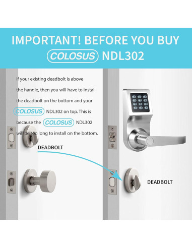 Cerradura Electrónica Colosus NDL302 con Teclado y Control Remoto