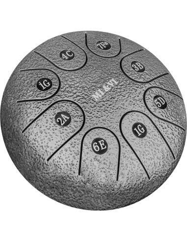 Tambor de Lengua de Acero MI&VI Ocean Rain 15 cm Plata Negro