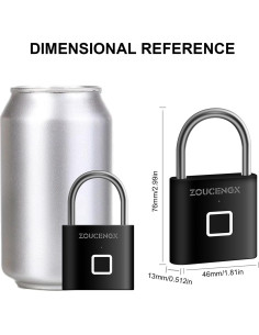 Candado biométrico Zoucengx con huella dactilar negro 2