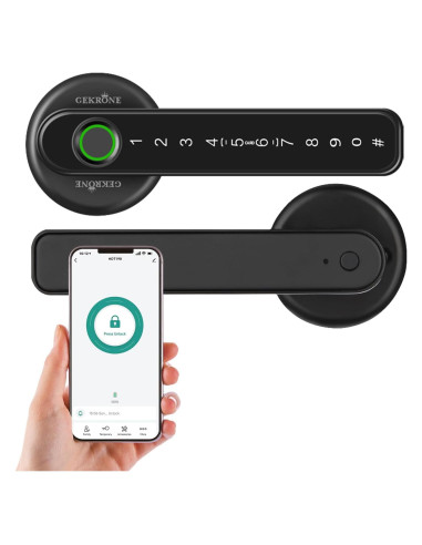 Cerradura Inteligente GEKRONE T190 Biometrica Bluetooth Negra