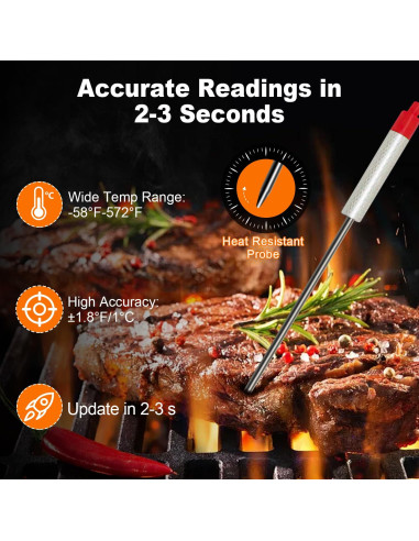 Termómetro Digital Inalámbrico para Carne GoHz con 4 Probetas