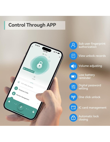 Cerradura Inteligente GEKRONE T190 Biometrica Bluetooth Negra