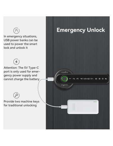 Cerradura Inteligente GEKRONE T190 Biometrica Bluetooth Negra