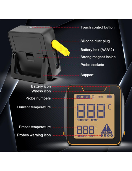 Termómetro Digital Inalámbrico para Carne GoHz con 4 Probetas