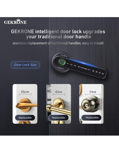 Cerradura Inteligente GEKRONE T190 Biometrica Bluetooth Negra