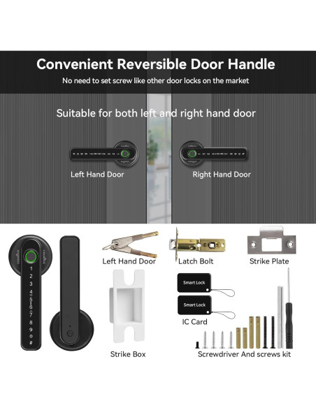 Cerradura Inteligente GEKRONE T190 Biometrica Bluetooth Negra