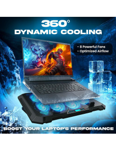KLIM V8 Soporte Enfriador para Laptop Gaming 8 Ventiladores RGB 2