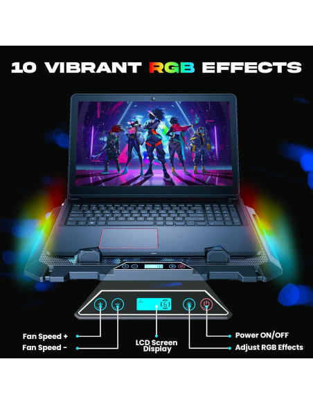 KLIM V8 Soporte Enfriador para Laptop Gaming 8 Ventiladores RGB