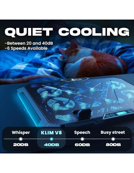 KLIM V8 Soporte Enfriador para Laptop Gaming 8 Ventiladores RGB