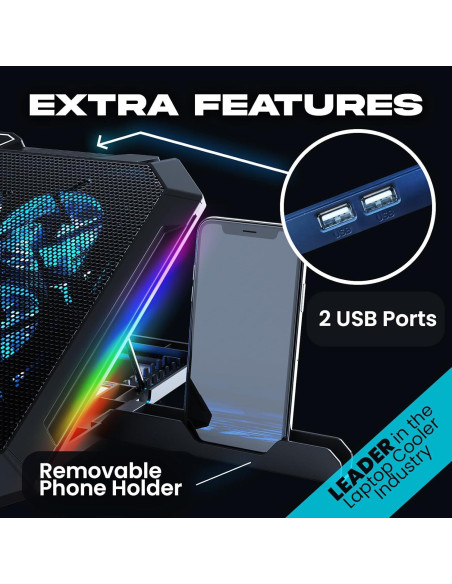 KLIM V8 Soporte Enfriador para Laptop Gaming 8 Ventiladores RGB