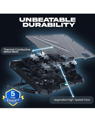 KLIM V8 Soporte Enfriador para Laptop Gaming 8 Ventiladores RGB