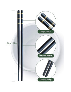 Palillos reutilizables de fibra de vidrio YUNDUOJIA 24 cm 2