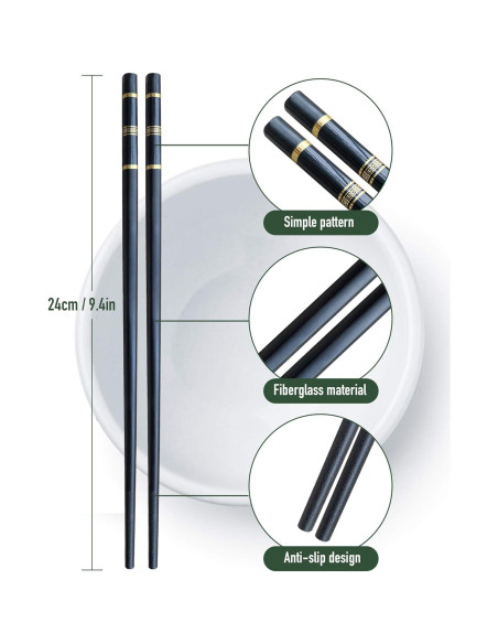 Palillos reutilizables de fibra de vidrio YUNDUOJIA 24 cm
