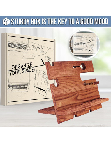 Estación de Acoplamiento BarvA Madera Natural Organizador