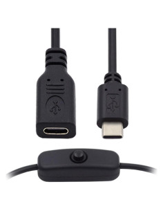 Cable USB-C Macho a Hembra con Botón de Encendido CY