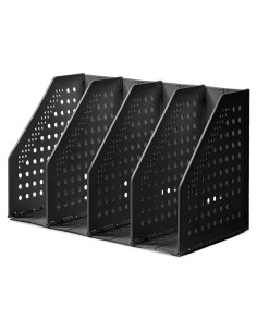 Soporte de Revistas Plegable Deli Negro 4 Compartimentos 27x15x18cm