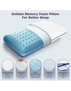 Juego de 2 almohadas ortopédicas Sofslee de espuma viscoelástica 2
