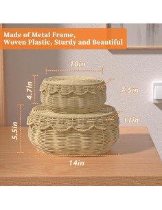 Juego de 2 Cestas de Almacenamiento Olpchee con Tapa Beige 2