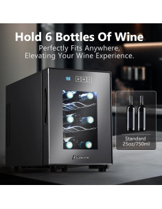 Kalamera Mini Frigorífico de Vino 6 Botellas 17.6L Control Digital 2