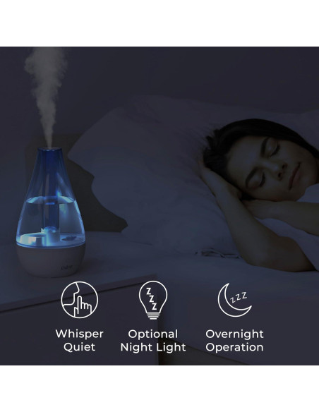 Humidificador Ultrasonico MistAire Studio Pure Enrichment - Compacto, Luz Nocturna, Apagado Automático
