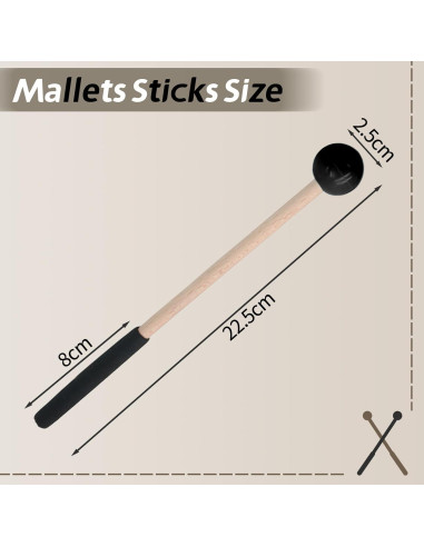 Mallets de Glockenspiel Biaungdo 2 Piezas Goma Madera Negro