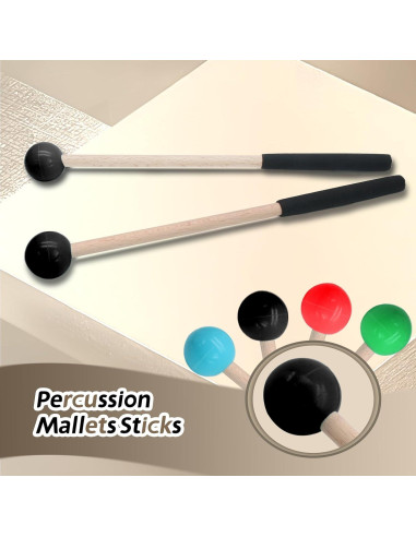 Mallets de Glockenspiel Biaungdo 2 Piezas Goma Madera Negro